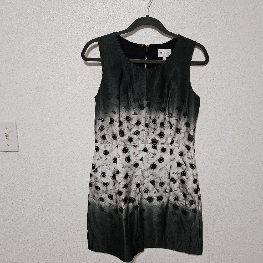 Milly mini dress with exposed zipper floral design size 6